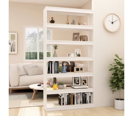 Bücherregal/Raumteiler Weiß 100x30x200 cm Kiefer Massivholz
