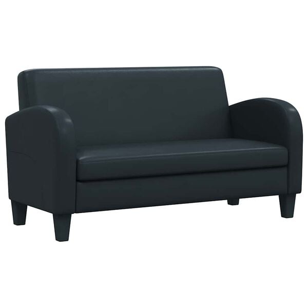 Sofa 2-Sitzer Kunstleder Schwarz