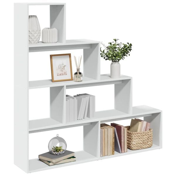 Raumteiler-Bücherregal 4 Stufen Weiß 143x29x143 cm