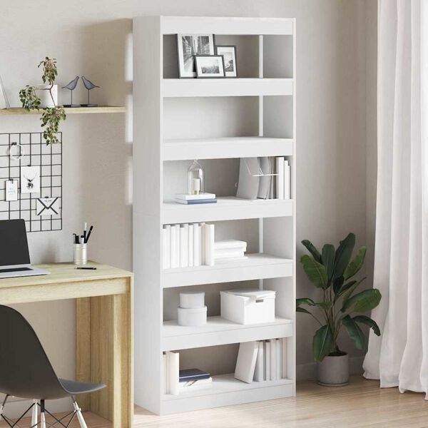Bücherregal mit Regal Weiß 80x30x198 cm Holzwerkstoff