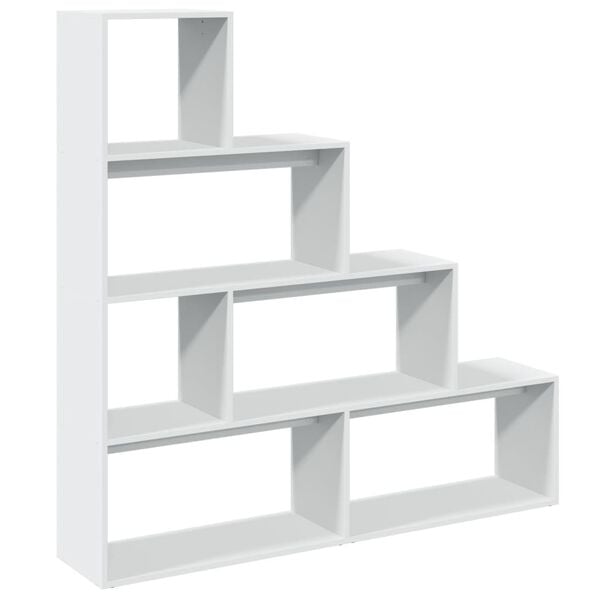 Raumteiler-Bücherregal 4 Stufen Weiß 143x29x143 cm