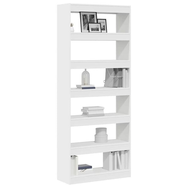 Bücherregal mit Regal Weiß 80x30x198 cm Holzwerkstoff