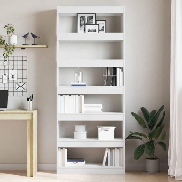 Bücherregal mit Regal Weiß 80x30x198 cm Holzwerkstoff
