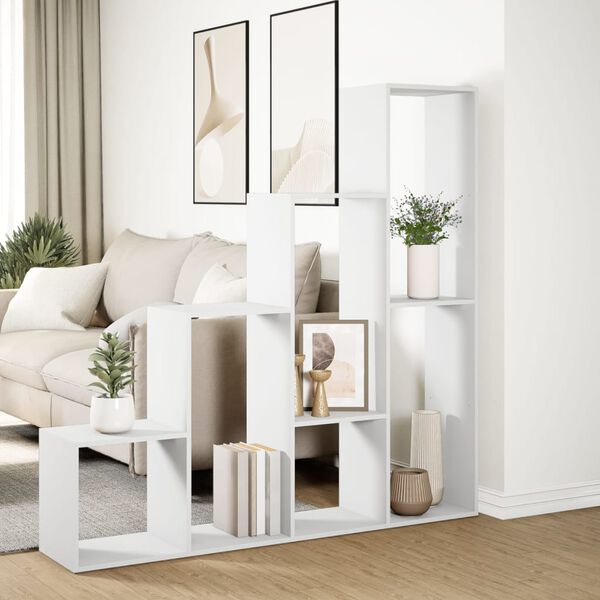 Raumteiler-Bücherregal 4 Stufen Weiß 143x29x143 cm
