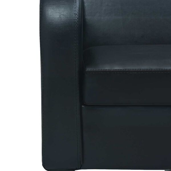 Sofa 2-Sitzer Kunstleder Schwarz