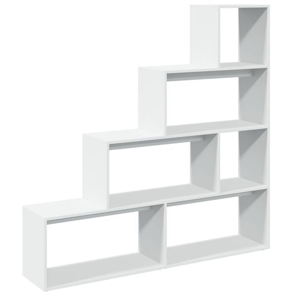 Raumteiler-Bücherregal 4 Stufen Weiß 143x29x143 cm