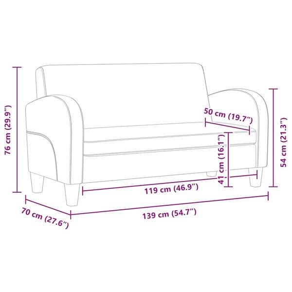 Sofa 2-Sitzer Kunstleder Schwarz